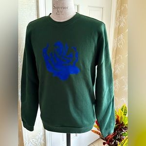 Opening Ceremony Fall Sweater Flower Floral Green Blue Vintage